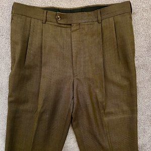 Jos A. Bank - Pleated Suit Pants - Men | Color: Dark Brown Tweed | W: 36 / L: 32